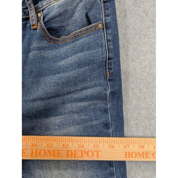 Vigoss Gwen Kick Flare Jeans Womens 27x26 Blue High Rise Raw Hem Distressed - Picture 6 of 16